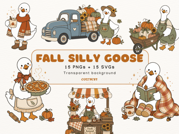 Autumn Silly Goose Clipart: Embrace Cozy Fall Charm