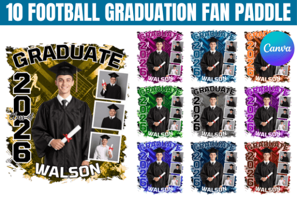 Celebrate the Class of 2026: Football Graduation Fan Paddle Designs