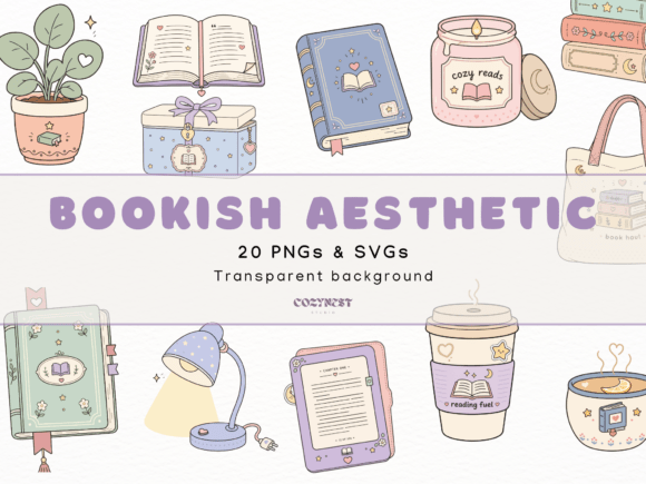 Cozy Bookish Cliparts for a Warm Reading Aesthetic