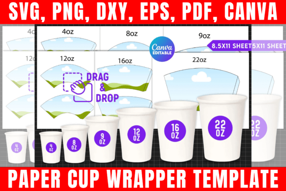 Effortless Cup Branding with a Paper Cup Wrapper Template Bundle