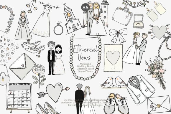 Effortless Elegance: Using Minimalist Wedding Doodle Clipart Png
