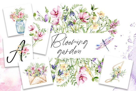 Flower Garden, Watercolor Clipart: A Complete Creative Toolkit
